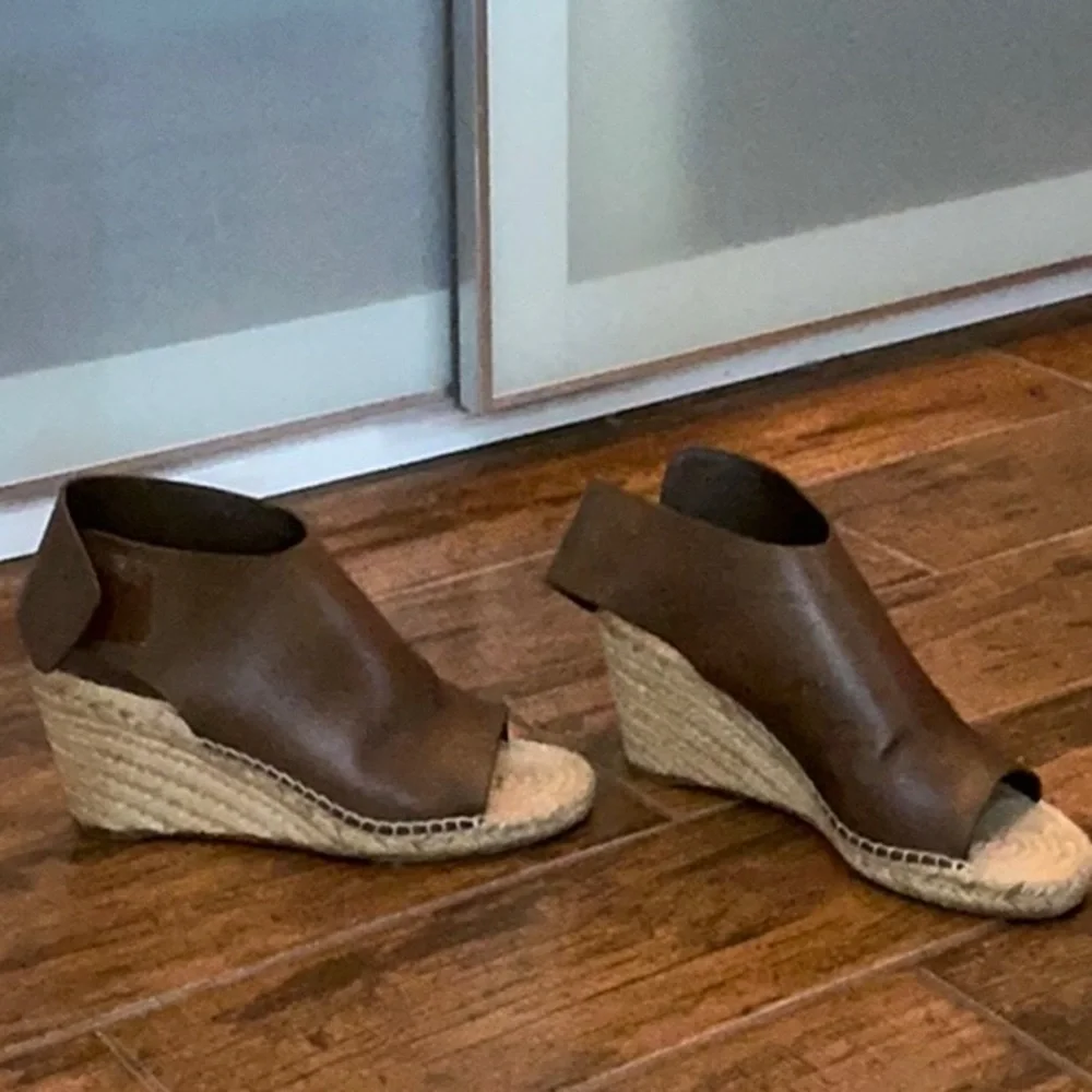Celine Brown leather wedge espadrilles size 11/41 perfect condition